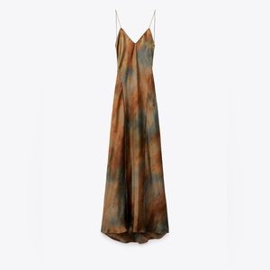 Zara NWT Satin tie dye effect maxi dress. Size M.